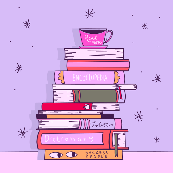 Стопка книг на самом верху кружка кофе